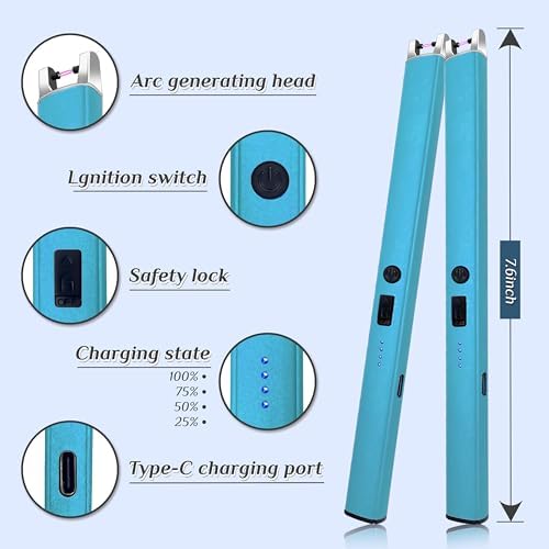 2 PCS Candle Lighter,Windproof Flameless Rechargeable Electric Lighter
