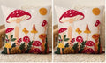 Embroidered Throw Pillow Cover 18x18 Inch - Spring Summer Boho Decorative Pillow Cover with Zipper for Living Room Couch Sofa Bed Aesthetic Design Mushroom Moon Cushion Pillowcase (Pack of 2)