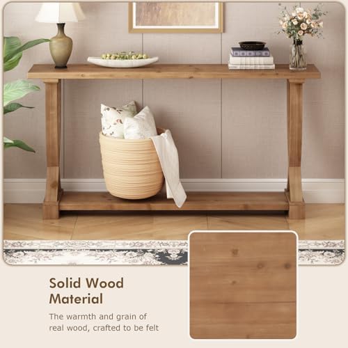 HOKYHOKY 63" Long Solid Wood Console Table, Narrow Behind Couch Sofa Table