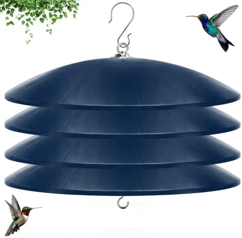 19.25-Inch Extra Large Squirrel Baffle,Hummingbird Feeder Shade Dome Cover, Bird Feeder Rain Guard, Hanging Squirrel Proof for Shepherd's Hook Outdoors (Blue) 4 Pack