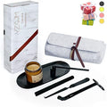 Exquisite Candle Accessories Tool Pack Bag, Rechargeable Electric Lighter， Wick Trimmer, Dipper, Snuffer and Tray Holder Elegant Kit Gift for Candle Lovers in Dating, Valentines Decor. ( Matte Black )