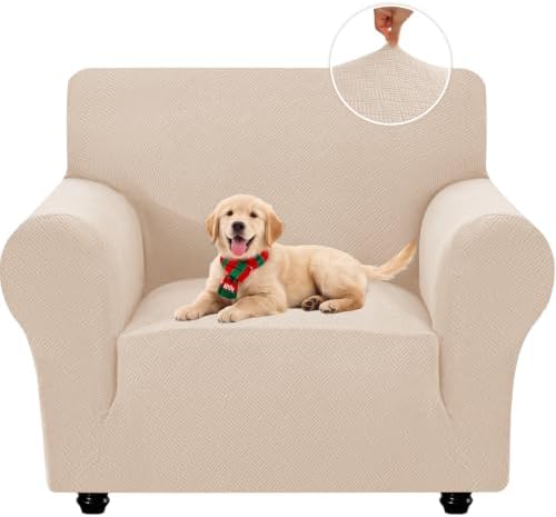 XINEAGE Stretch Armchair Slipcover, Non-Slip Pet Couch Cover,Beige Yellow