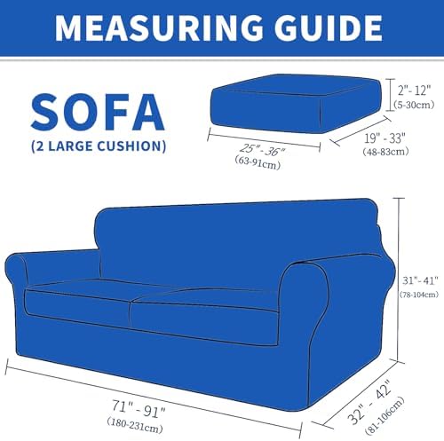 MAXIJIN 3 Pieces Stretch Couch Covers for 2 Cushion Couch Washable Sofa Cover with 2 Extra Large Seat Soft Loveseat Sofa Slipcovers with Non Slip Strap (Brown), 71"-91"(2 XL Cushions)