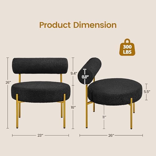 Topeakmart Modern Vanity Chair, Armless Accent Chair, Black