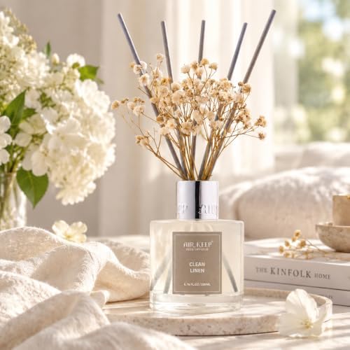 Airkeep Reed Diffuser Set/Clean Linen/6.76 fl oz(200ml)/1 Pack/Home & Office Decor Aromatherapy Diffuser Oil Gift Set