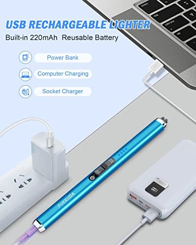 【Upgraded 】 Dual Arc Electric Candle Lighter Rechargeable USB Lighter Plasma Arc Lighters for Candle (Saphhire Blue)