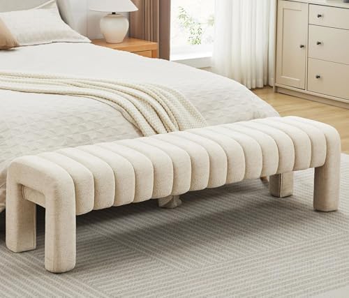 63" End of Bed Bench, Upholstered Bench for Bedroom end of Bed