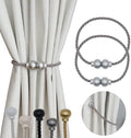 2Pcs Magnetic Curtain Tiebacks Modern Handmade Rope Curtain Tie Backs Grey