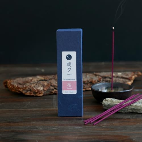 Asayu Japan Sakura Cherry Blossom Incense Sticks, Low Smoke Japanese, 20g