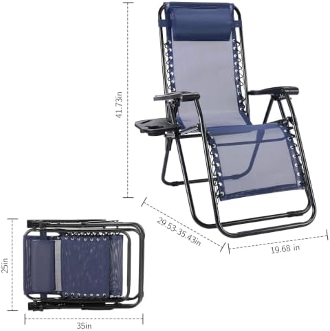 Sweetcrispy Zero Gravity Chairs Set of 4, Reclining Camping Chair