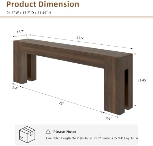 Epecoya 94.5 Inch Extra Long Console Table,Walnut