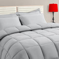 TAIMIT Light Grey King Comforter Set - 7 Pieces, Bed in a Bag Bedding Sets with All Season Soft Quilted Warm Fluffy Comforter,Flat Sheet,Fitted Sheet,2 Pillow Shams,2 Pillowcases,Light Gray