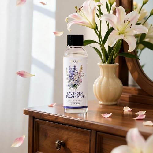 Airkeep Reed Diffuser Oil Refill/Lavender Eucalyptus/3.38 oz(100ml)/3 Pack/Scented Oil Refill for Reed Diffuser Home Fragrance for Bedroom, Bathroom Office Home Decor