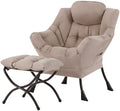 Welnow Lazy Chair with Ottoman, Reading Chair with Footrest，Khaki