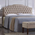 24KF Upholstered Button Tufted King Size Headboard with Nailhead Trim, Soft Velvet Fabric Headboard King/Cal King Size-Taupe