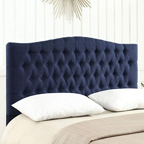 24KF Upholstered Tufted Button Linen Fabric Headboard,Comfortable Fashional Headboard Queen/Full Size,Navy Blue
