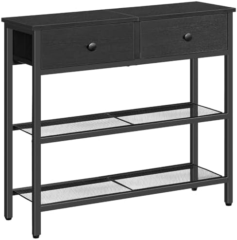 HOOBRO 29.5" Narrow Console Table with 2 Fabric Drawers, Small Sofa Table