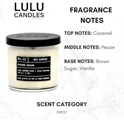 Lulu Candles | Sugared Pecans | Luxury Scented Soy Jar Candle | Hand Poured in The USA | Highly Scented & Long Lasting (6 Oz.)