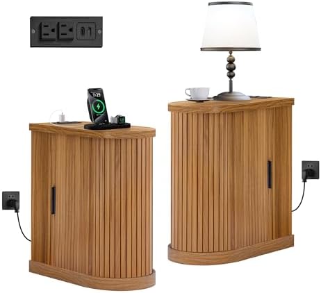 Mid-Century Modern Nightstands Set 2, Walnut