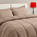 Beige King Size Comforter Set - 7 Pieces, Bed in a Bag Bedding Sets