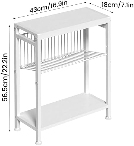 Narrow Side Table Set of 2, 3-Tier End Table, Small Nightstand