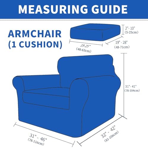 MAXIJIN 2 Pieces Stretch Chair Cover Armchair Covers for Living Room Thick Soft Chair Slipcovers with Arms Dogs Pet Single Sofa Couch Protector with Elastic Bottom (Peacock Blue, 31"-46")