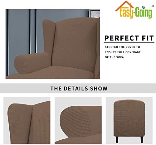 Easy-Going Stretch Large Wingback Chair Sofa Slipcover Brown