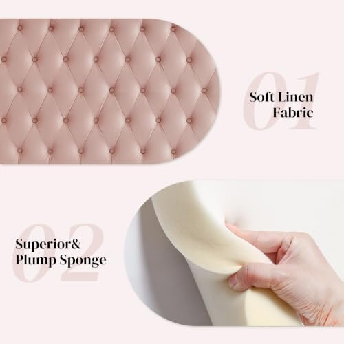 Kingfun Upholstered Queen Headboard Only, Premium Velvet Button Tufted Headboards, Adjustable Solid Wood Head Board, Padded Headboard with Solid Wood Legs in Bedroom (Pink)