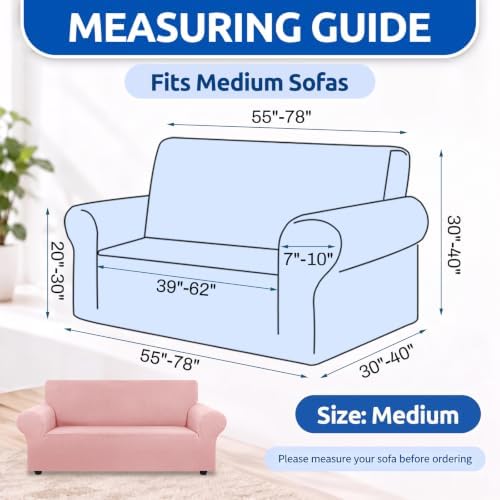 KEKUOU Stretch Loveseat Couch Cover, 2 Cushion Couch Slipcover,Dusty Pink