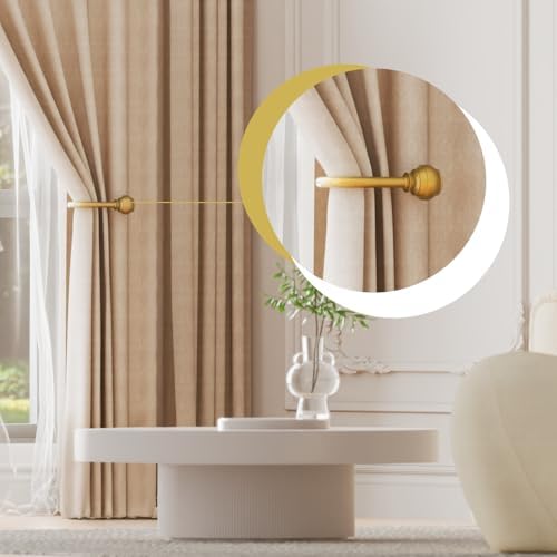 Hion Curtain Holdbacks Gold 6pcs, Curtain Tiebacks Wall Mounted Hooks