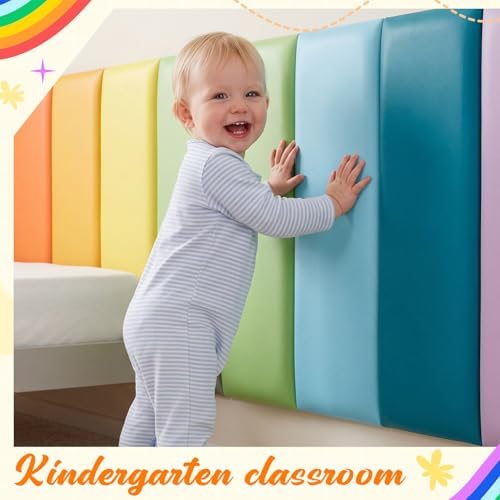 8 Pack Wall Padding Headboard 19.69" x 7.87" x 1.18" Rainbow Colors