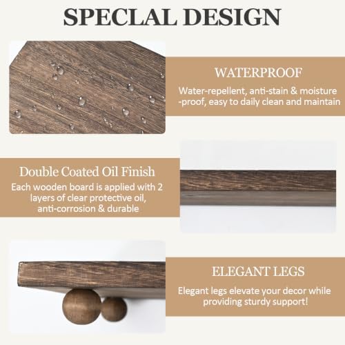 12x7 Inch Dark Brown Wood Pedestal Stand, Classic Farmhouse Counter Riser, Multi-Purpose Kitchen Soap Dispenser Tray for Bathroom, Plant, Candle, Vase & Coffee Bar Decor