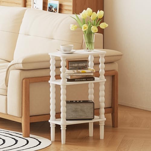 Veegle Narrow Side Table Small End Table for Small Spaces White