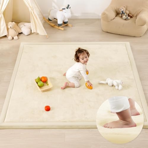 1.3" Thick Baby Play Mat for Floor,79x118 Large Memory Foam Tummy Time Mat
