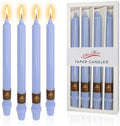 NJAO HOO Blue Candlesticks 10 Inch Handmade Dripless Taper Candles Unscented Colored Candle Set for Home Decor Spring, Pack of 4 - Up to 9-11 Hours Burn