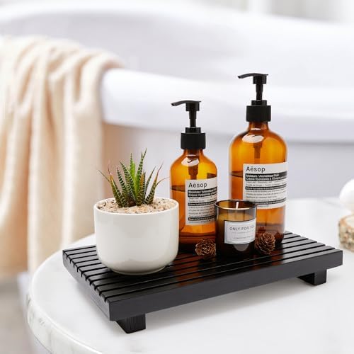 Wood Riser Display Stand for Bathroom Organizer Tray Kitchen Counter Decor