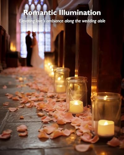 Homemory 12Pcs Flickering Flameless Candle Battery Operated, 200+Hours Fake Electric LED Tea Lights for Votive, Centerpiece Table Decorations, Wedding, Aniversary, Halloween, Christmas