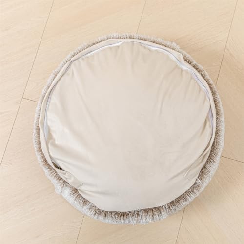 Asuprui Soft Floor Pillow Large Floor Cushion for Sitting Fur Meditation Pillow Premium Yoga Pillow for Living Room Bedroom Balcony Outdoor (Snow Coffee Floor Pillow with Insert)