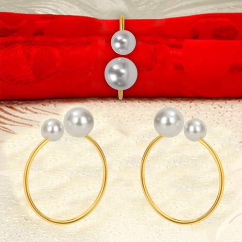 KPOSIYA Pearl Napkin Rings Set of 12 Gold Napkin Holder for Table Decor
