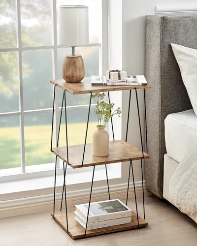 KJGKK Tall Side Table, Small End Table, 29 inch High Entryway Table, Bedside Table for Living Room, Bedroom and Office, Greige & Black