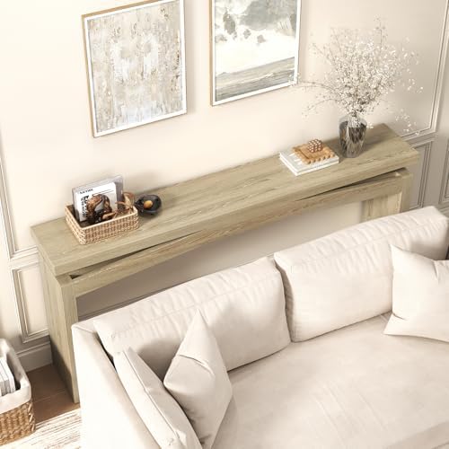 Epecoya 63 Inch Console Table for Entry Way Modern, Light Tan Wood