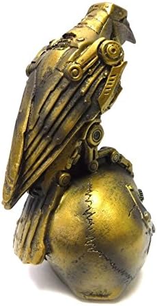 Pacific Giftware PTC 6 Inch Steampunk Inspired Raven on Skull Resin Statue Figurine