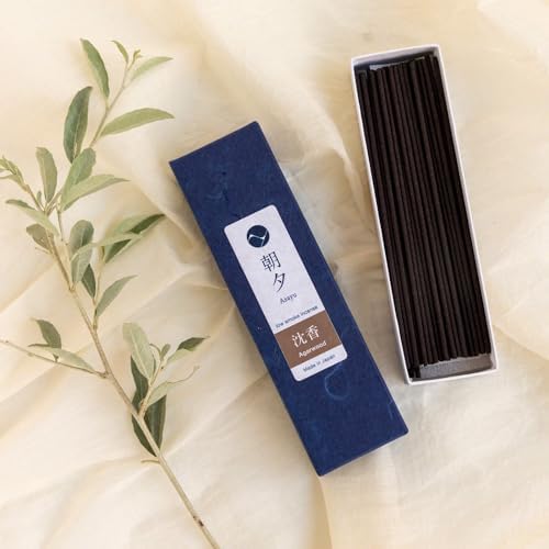 Asayu Japan Agarwood Incense Sticks, Low Smoke Japanese Incense, 20g