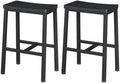 Homeiju Bar Stools, Counter Height Bar Stools Set of 2, 23.6 Inch Saddle Stools with Footrests, Industrial Kitchen Counter Seat for Dining Room, Kitchen, Counter, Black