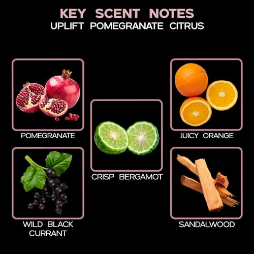 Reed Diffuser Set, Uplift Pomegranate Citrus Scented Oil Diffuser with Sticks, Home Fragrance Accessories for Bathroom Shelf Decor, Aroma Diffusers for Home or Office Desk, USA Made