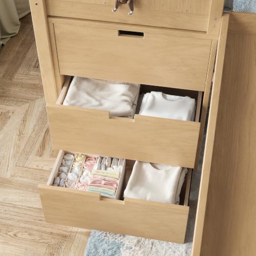 Full Size Playhouse Low Loft Bed with Slide Storage Drawers Stair Shelves Pull Out Desk (Natural, Full)