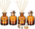 HOSSIAN 150ml 4PCS Reed Diffuser Bottles,Fragrance Diffuser Empty Bottle with 28pcs Reed Sticks for Home Fragrance Accessories and Women Gift Room,Home,Bathroom Decor (Amber)