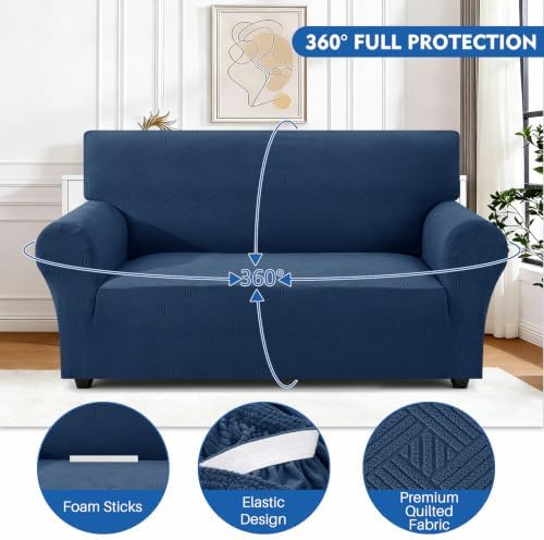 XINEAGE Loveseat Slipcover Pet Friendly, Stretch Couch Cover,Navy Blue