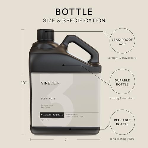 VINEVIDA [128 Fl Oz] Baby Powder Fragrance Oil for Cold Air Diffusers, Essential Oils for Diffuser Oil Refill & Air Freshener Room Spray