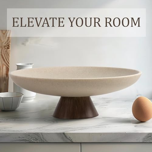 LIN CHUAN Large Decorative Bowl, Resin Pedestal Fruit Bowl, Brown